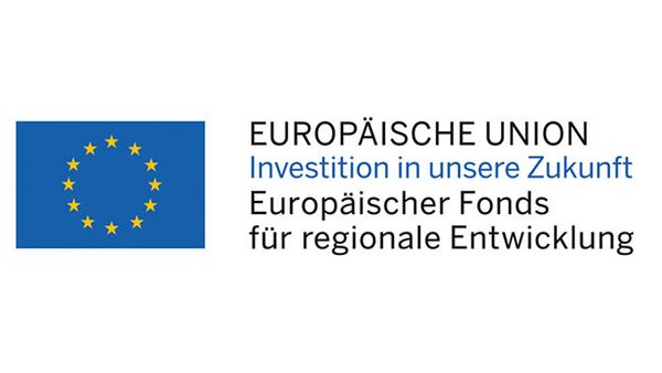 Das Logo der EU mit dem Hinweis "Europäische Union - Investition in unsere Zukunft - Europäischer Fonds für regionale Entwicklung"